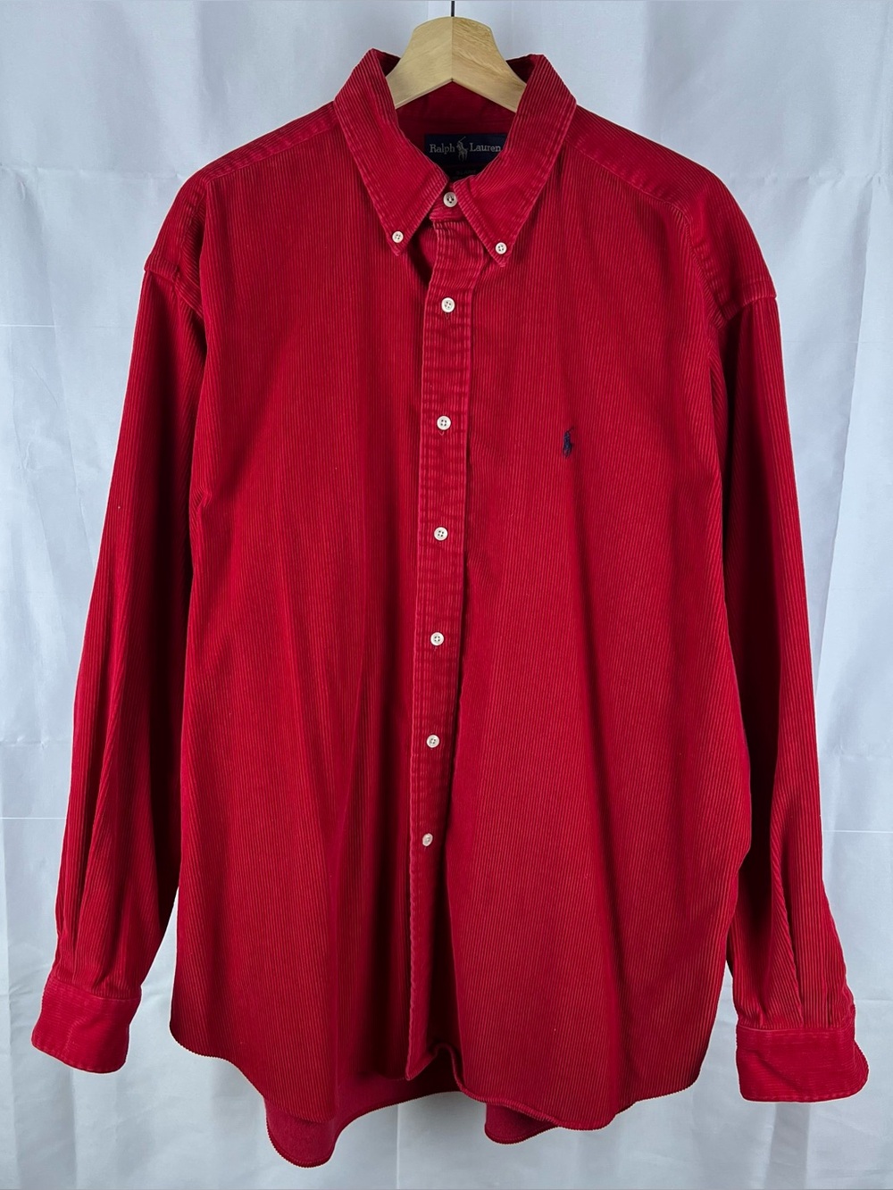 Ralph Lauren Shirt Mens XL Red Corduroy Blake Button Down Long Sleeve Casual